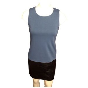 Banana Republic Blue and Black Midi Dress Faux Leather